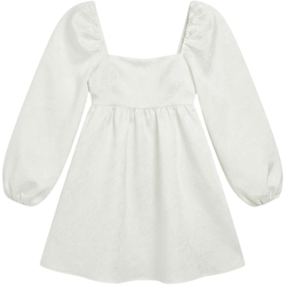 Altar'd State Cream Floral Jacquard Babydoll Mini Dress Puff Sleeve XL ASWD-253